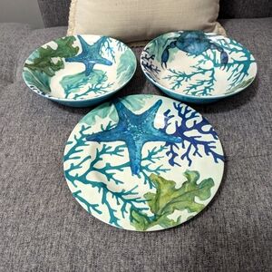 - First Design Global Sea Life melamine plate and 2 bowls.  Replacement di…